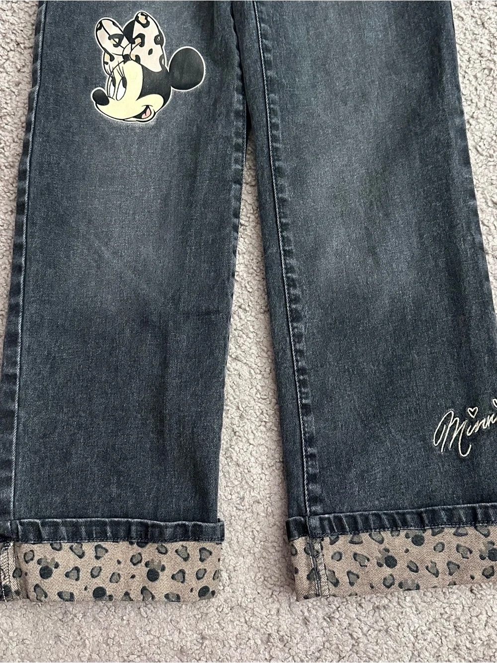 Disney Minnie Mouse Charcoal Gray Straight Denim Jeans Girls 10